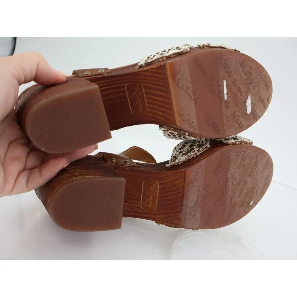 Korks Kork Ease Natalia Women’s Slingback Sandals Platform Heel Crochet Size 10